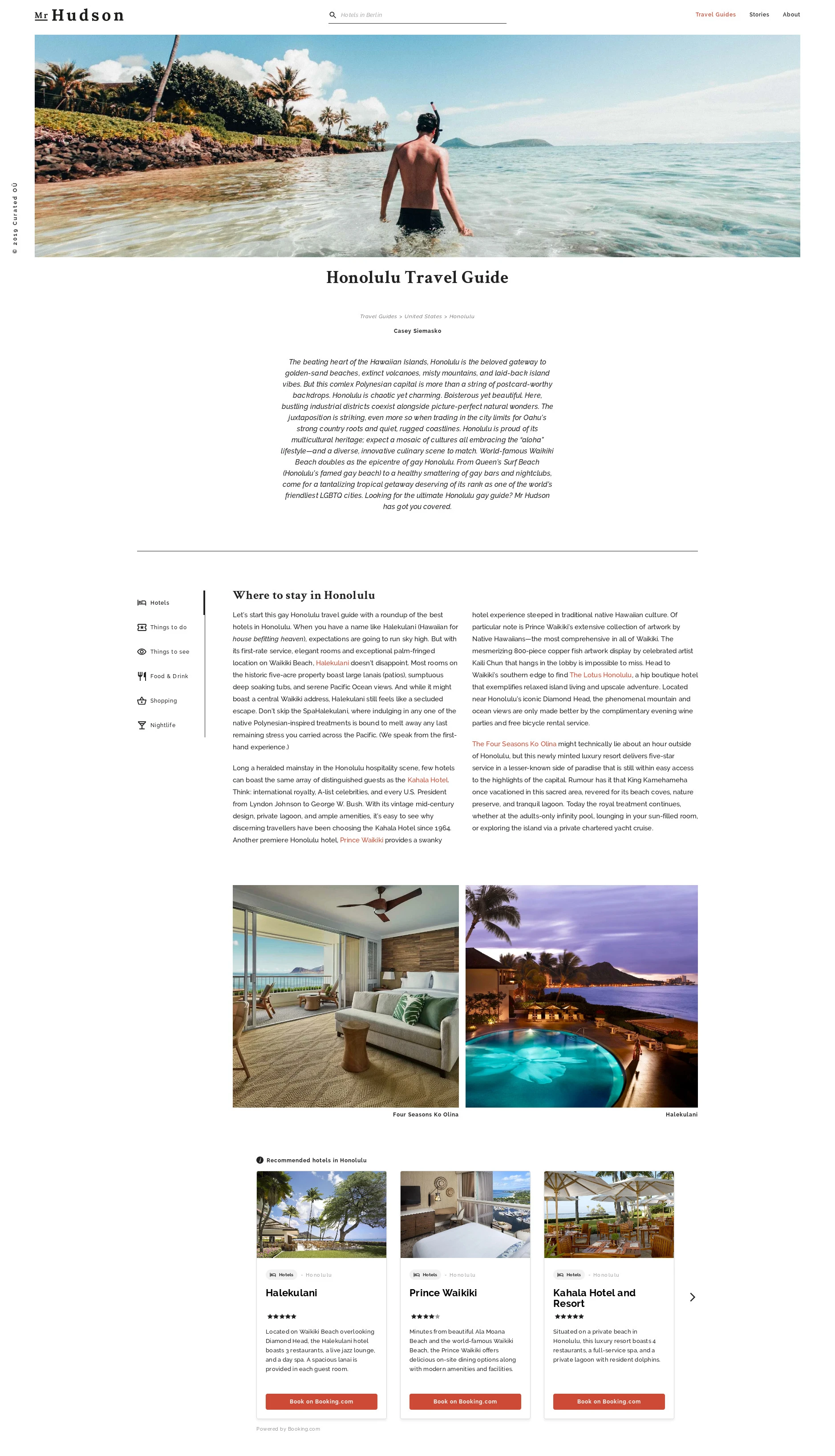 Honolulu travel guide with full-width destination photography