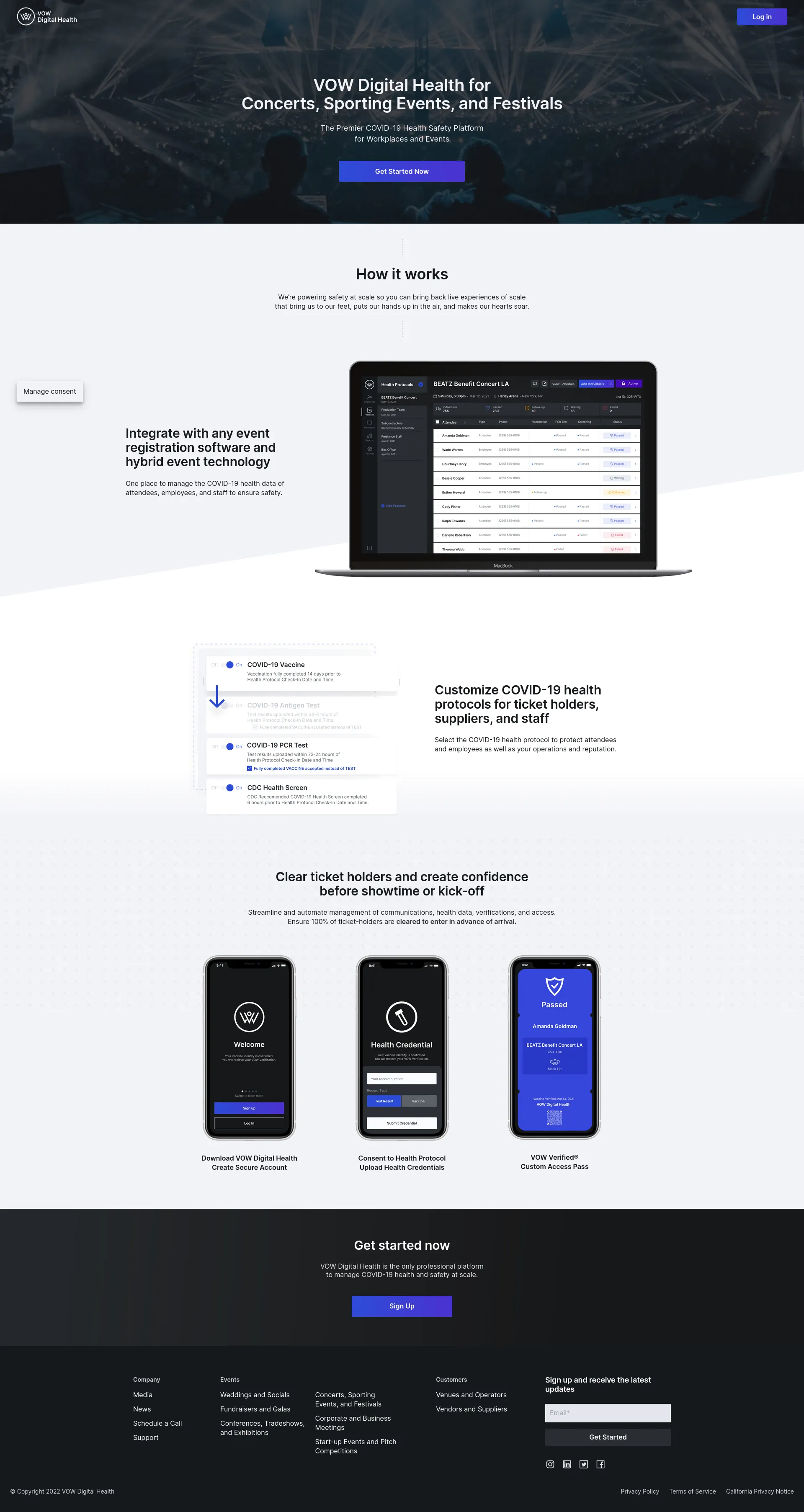 Desktop SaaS platform events page