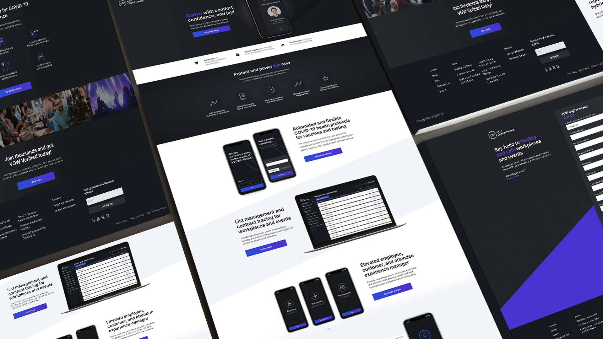 SaaS WordPress website shown across several application and marketing page layouts
