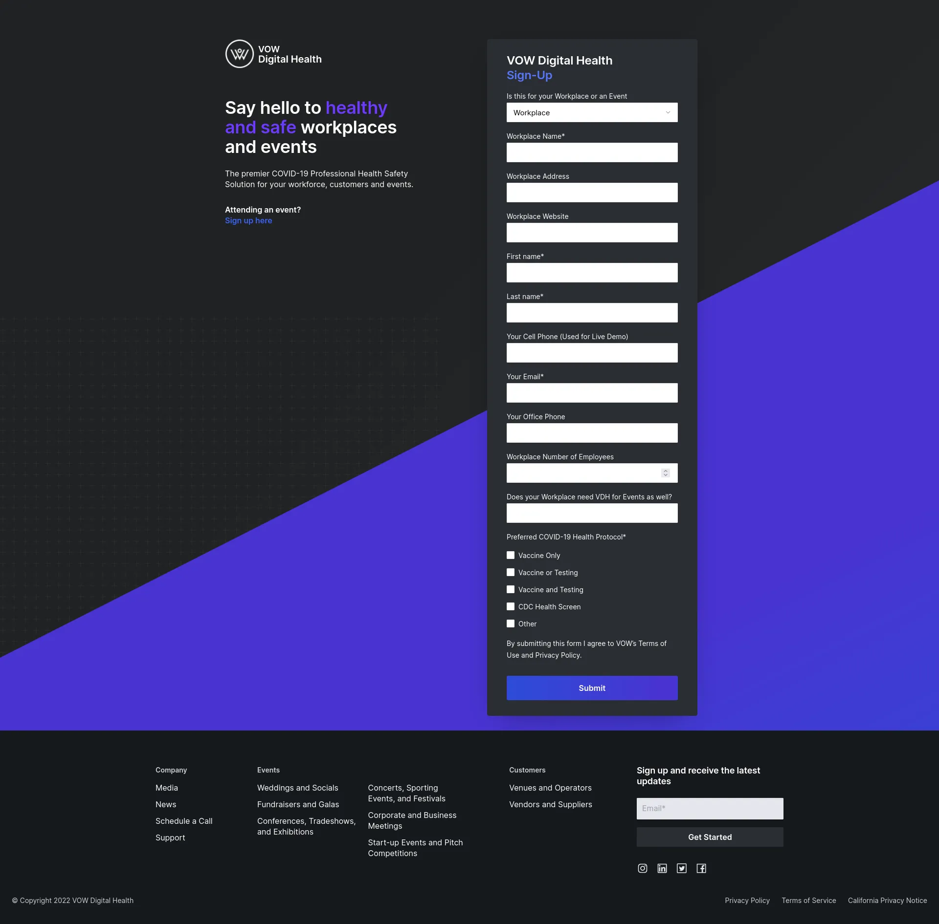 SaaS platform sign-up page with branded form and responsive layout